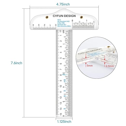 6 Inches Acrylic Clear T-Square Ruler, 5 Pack, T Square Ruler, Transparent - Image 2