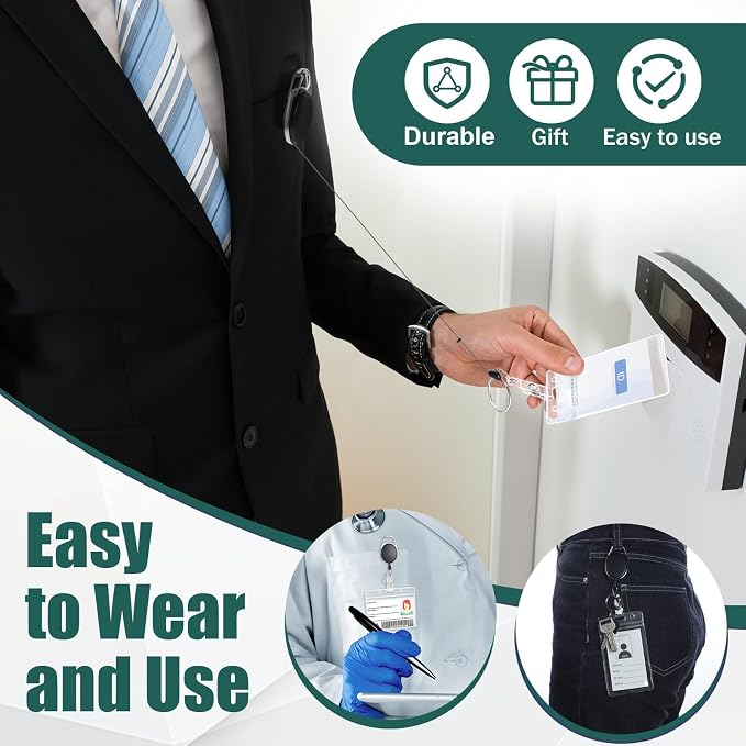 Honoson 10 Pcs Heavy Duty Retractable Badge Reels Batch ID Badge Holder - Image 3