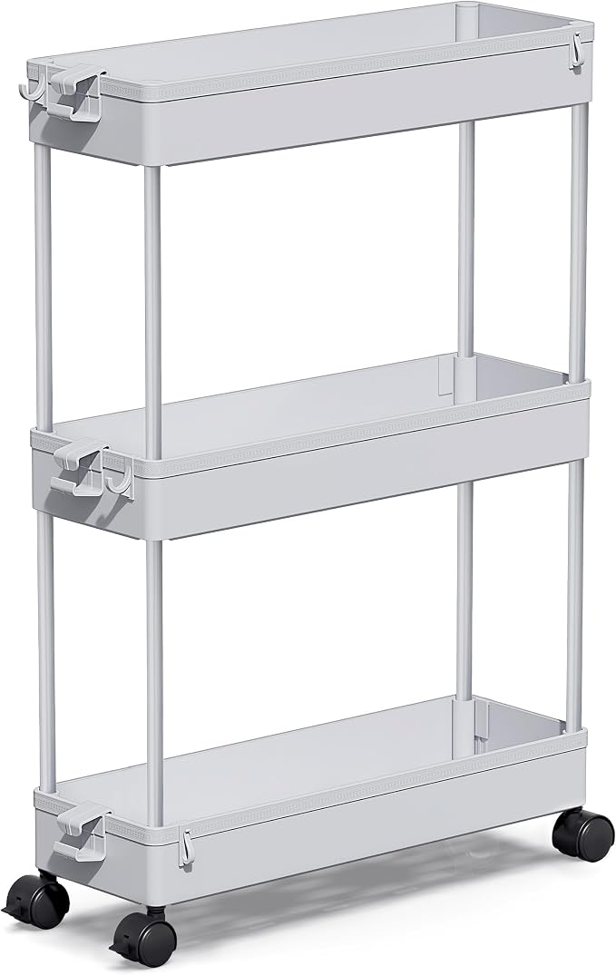 SPACEKEEPER Slim Rolling Storage Cart, 3 Tier Storage Organizer Laundry Room by SPACEKEEPER