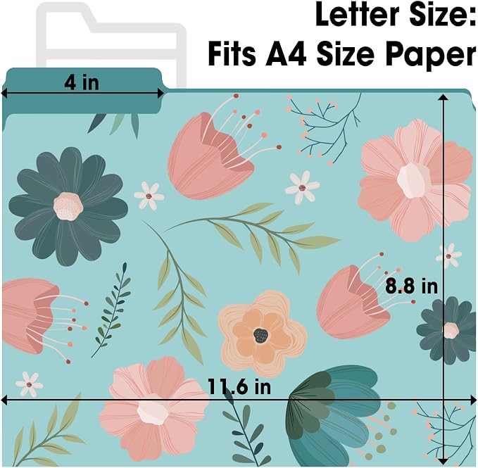 84 Pack Decorative File Folders, 1/3 Cut Tab Floral Colored Folders Letter Size - Image 3