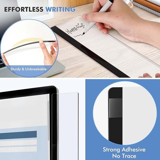 DOLLAR BOSS 2 Pcs 11" x 3.1" Transparent Acrylic Monitor Memo Board | Monitor - Image 4
