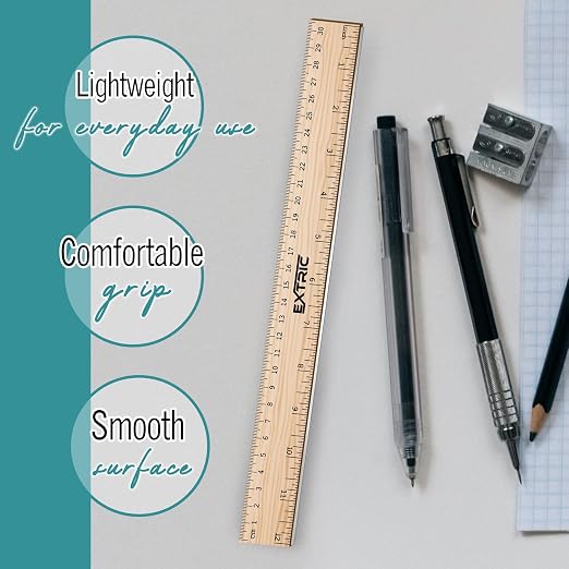 Rulers 4 Pack - Rulers 12 Inch, Wood Ruler - Image 2