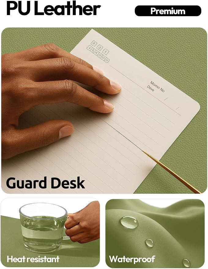 YSAGi Leather Desk Pad Protector, Office Desk Mat, Large Mouse Pad, Non-Slip PU - Image 3