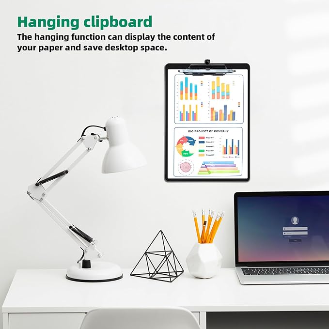 FRETONBA Black Clipboard with Pen Holder, 2 Pack Plastic Clipboard with Low - Image 6