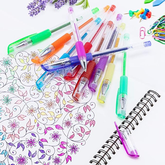 TANMIT Glitter Gel Pens, 33 Colors Neon Glitter Pens Set Gel Art Markers - Image 5