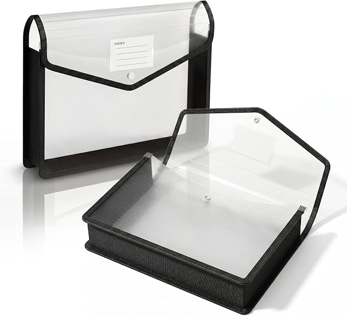 2 Pack Plastic Expanding File Folder, Transparent Accordion File Pouch by Hkmmdvc