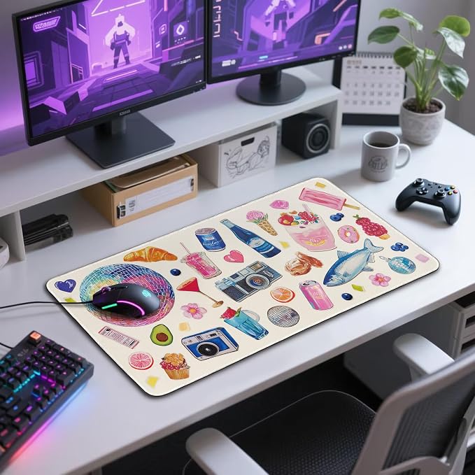 Watercolor Stickers Gaming Mouse Pad 31.5"x15.7" | XXL Desk Mat, Non-Slip - Image 7