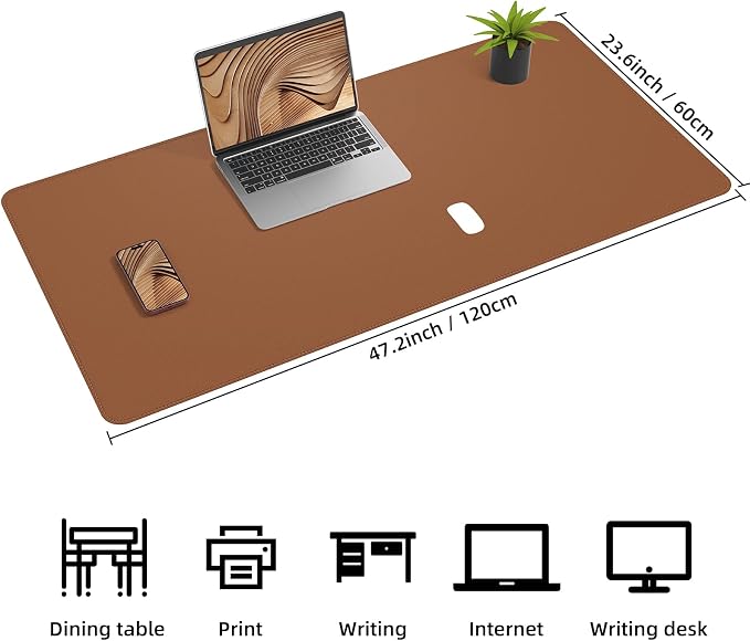 AFIING Cork Desk Mat 47" x 23.6", Dual-Sided Natural Cork & PU Leather Desk Pad - Image 2