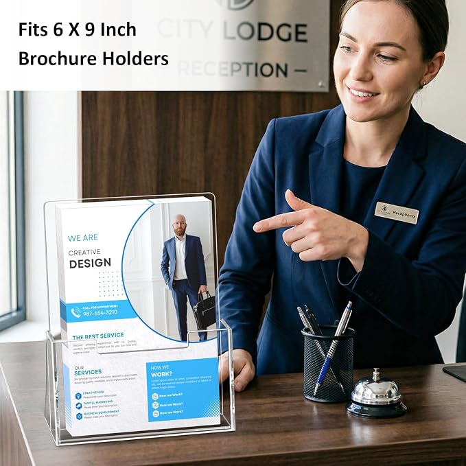 Acrylic Brochure Holder 6 x 9 Inch, 6 Pack Clear Acrylic Flyer Holder, Pamphlet - Image 4