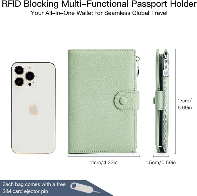 Genuine Leather RFID Blocking Passport Holder Wallet - Image 2