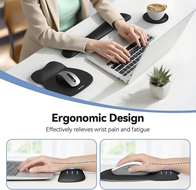 TECKNET Gel Mouse Pad with Wrist Rest, 3 in 1 Keyboard Wrist Rest - Image 5