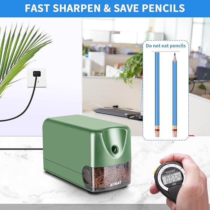 AFMAT Heavy Duty Electric Pencil Sharpener, Auto Stop Classroom Pencil - Image 4
