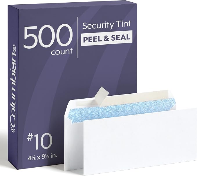 Columbian #10 Security Envelopes, 500 Pack, Self Seal Envelopes by TOPSProducts