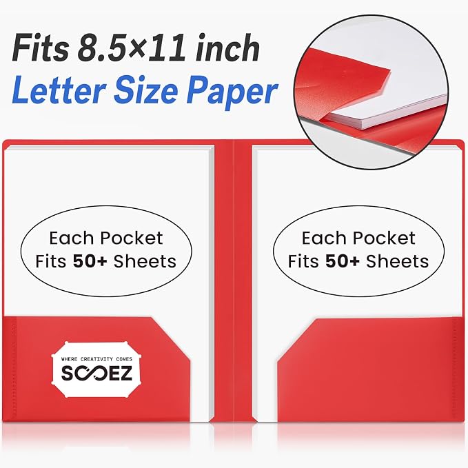 Sooez 7 Pack Folders with Pockets, 2 Pocket Folders with Extra Labels, Plastic - Image 4