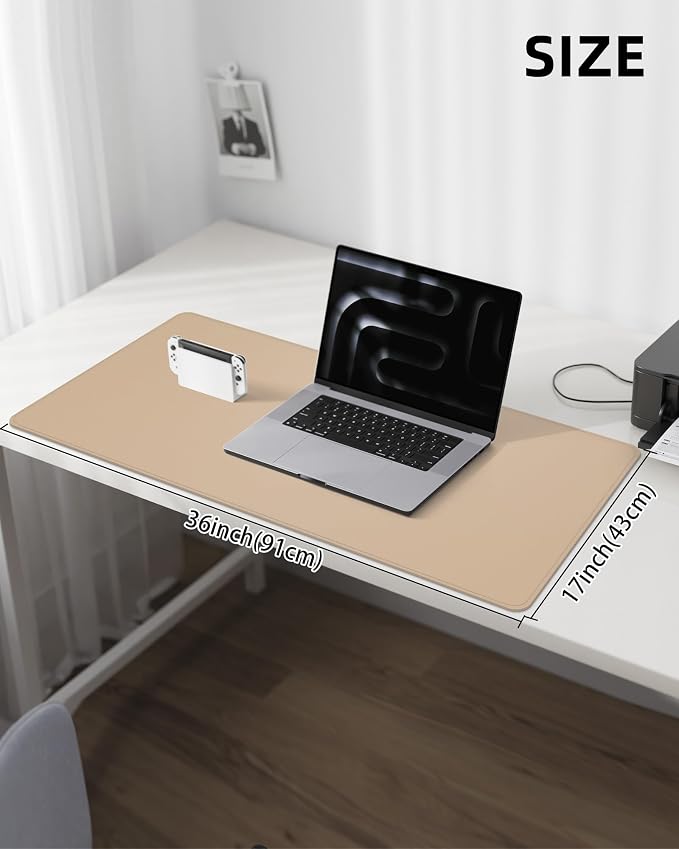 Leather Desk Protector, Large Mouse Pad & Waterproof PU Leather Blotter Mat - Image 5