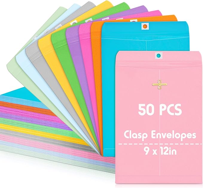 Geyee 50 Pcs 9 x 12 Inch Clasp Envelopes Letter Size Mailing Envelopes by Geyee