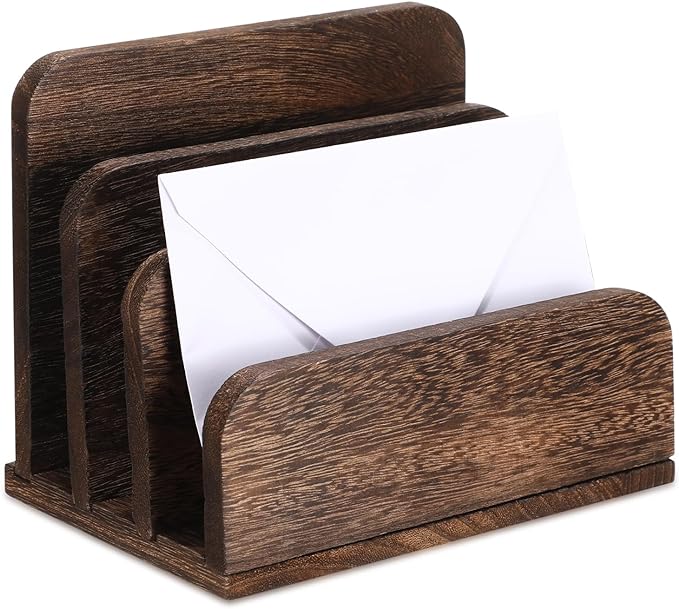 Briwooody Wooden Mail Organizer 3 Slots Mail Holder by Briwooody