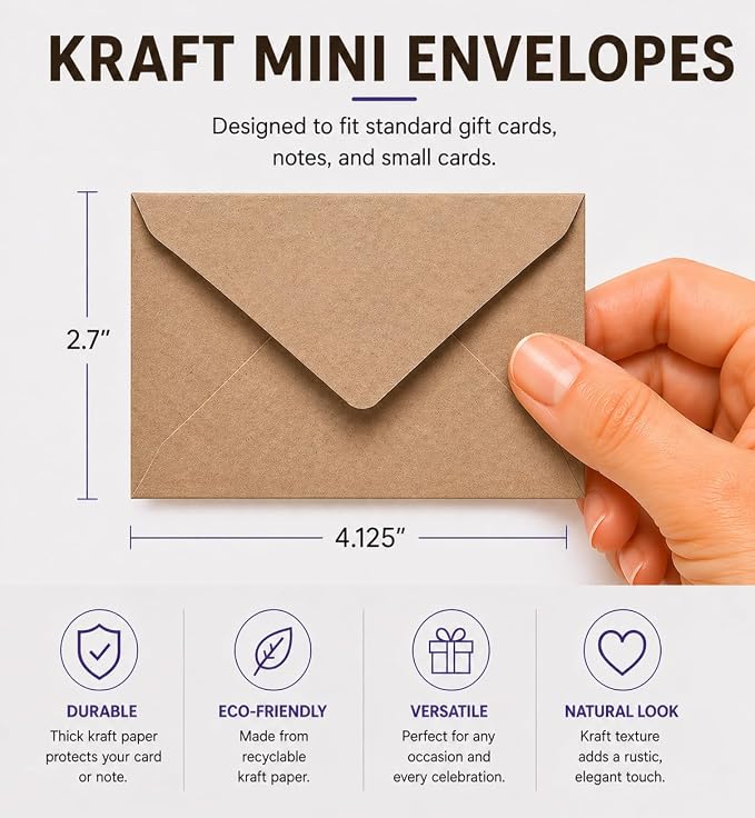 Kraft Mini Envelopes Brown Kraft Envelopes - Image 2