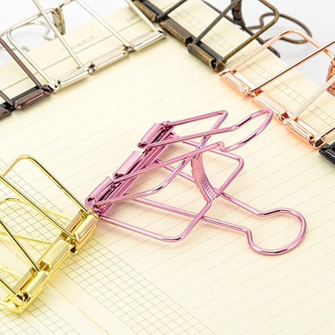 Hollow Out Paper Binder Clip Invoice Bill Clip Office Supplies Pack of 10 - Image 7