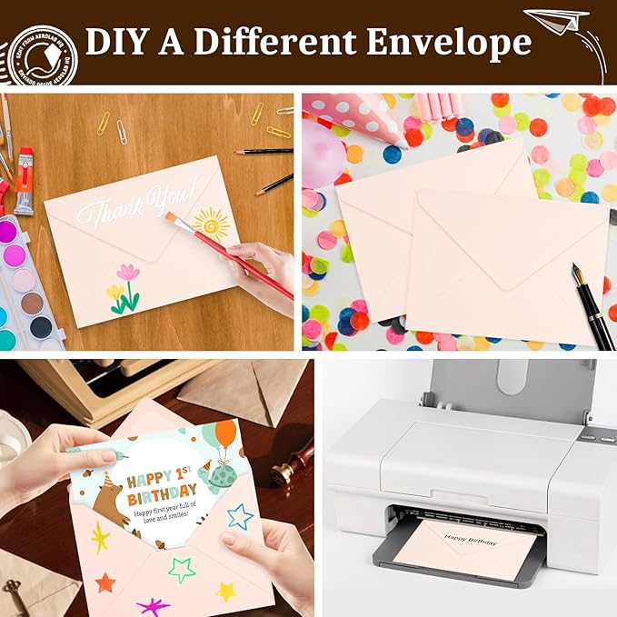 50 Pack A7 Envelopes, Blush Pink Greeting Card Envelopes Self Seal, 5.24 x 7.24 - Image 6