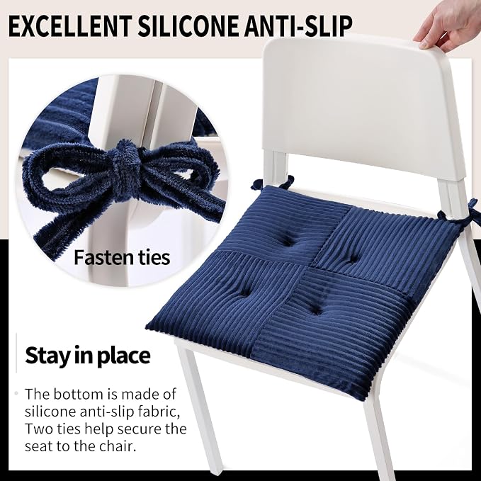 Office Stacking Chair Cushions 4 Pack, Corduroy High Density Foam Kitchen Seat - Image 5