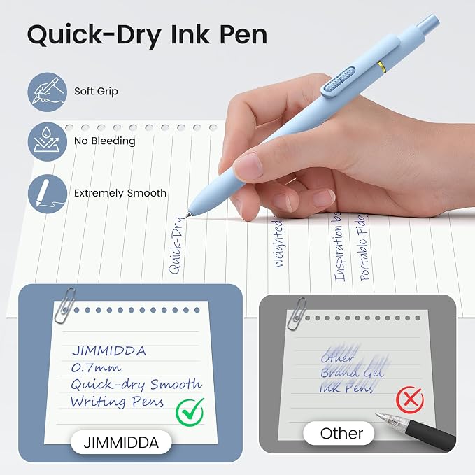 Blue Gel Pens - 16Pcs Blue Ink Pens 0.7mm Medium Point | Smooth Writing - Quick - Image 5