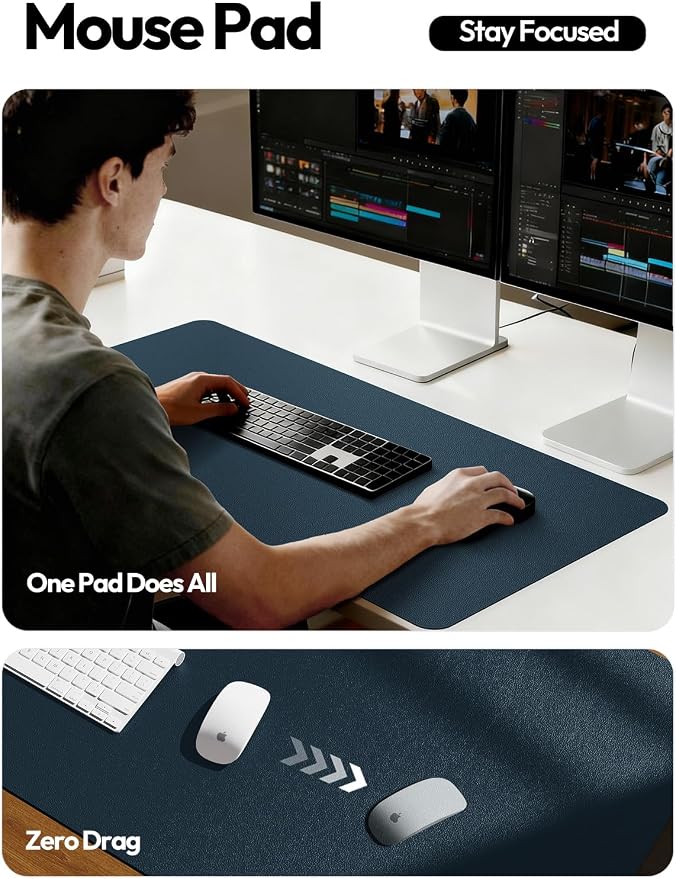 YSAGi Leather Desk Protector, Office Mat, Large Mouse Mat, Non-Slip PU Leather - Image 4