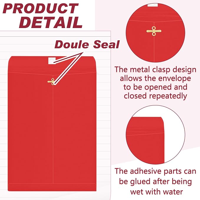 Geyee 20 Pcs 9 x 12 Inch Clasp Envelopes Letter Size Mailing Envelopes - Image 5