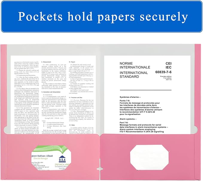 Zzrywuty File folders with Pockets, 100 Pack Paper Folders with Card Slot - Image 4