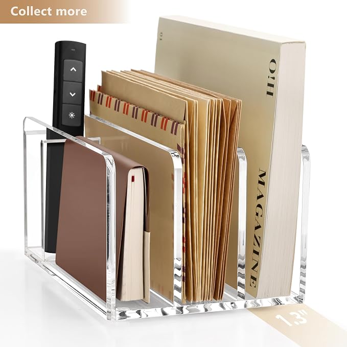 SANRUI Acrylic Mail Organizer, 3 Compartments Clear File Holder - Image 2