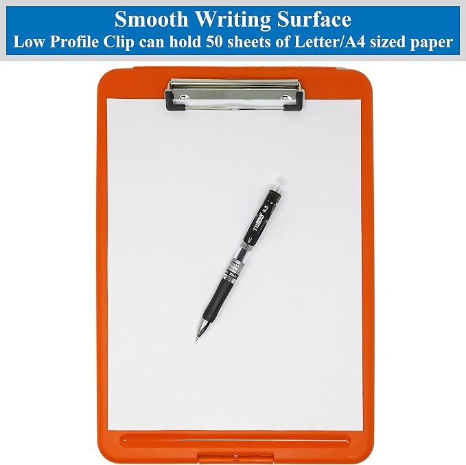 Think2Master Orange Plastic Storage Clipboard. | 25% Heavier & 25% Sturdier| - Image 4