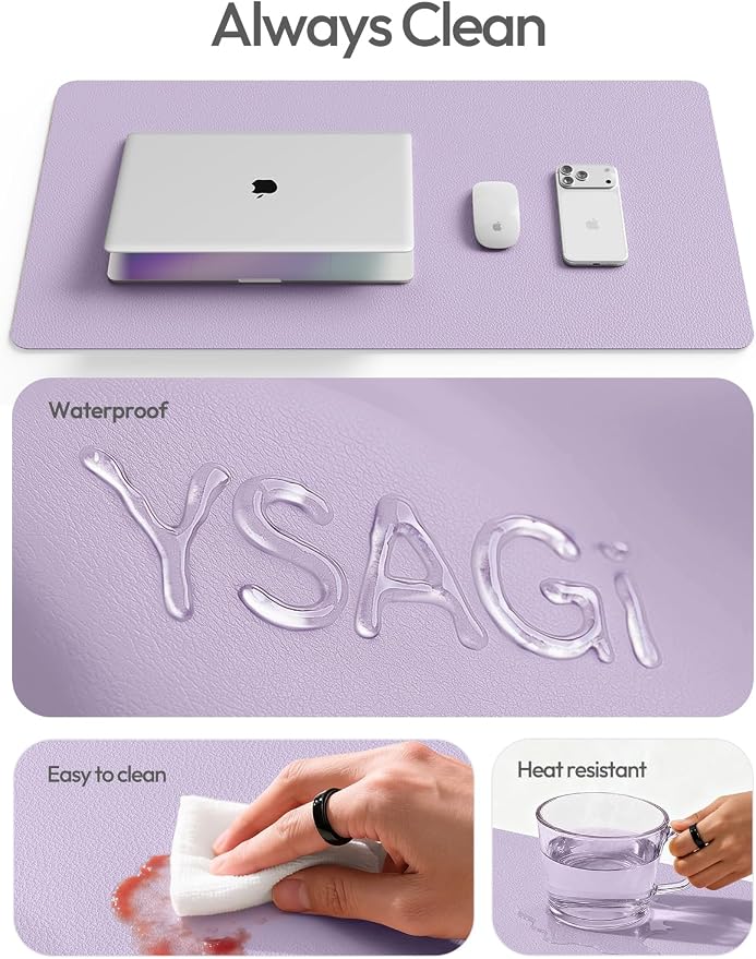 YSAGi Leather Desk Pad Protector, Office Desk Mat, Large Mouse Pad, Non-Slip PU - Image 9