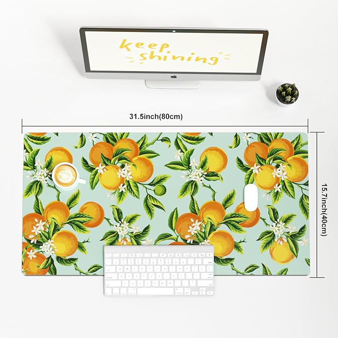 Colorful Star Large Mouse Pad, Watercolor Orange Desk Mat Office Supplies - Image 3