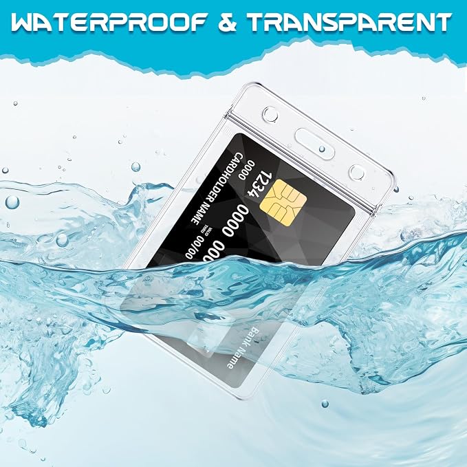 BESARME 30 Pack Vertical ID Badge Holders Clear Plastic Waterproof Card Holder - Image 5