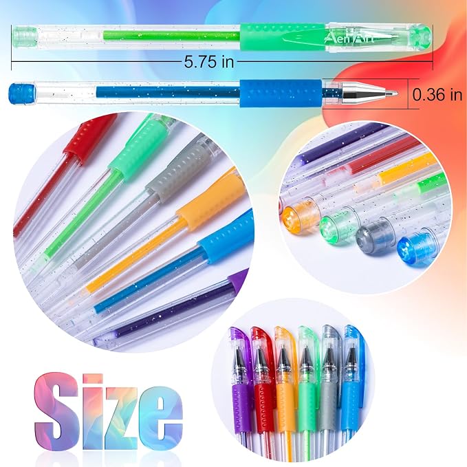 Aen Art Glitter Gel Pens for Adult Coloring Books, 36 Colors Gel Marker Set - Image 2