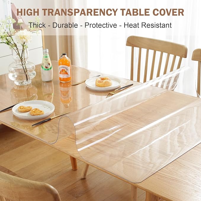 LovePads Clear Table Cover Protector, 24 x 63 Inch 2mm Thick Plastic Table Cover - Image 2