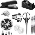 SKYDUE Black Office Supplies Set, Tape Dispenser, Binder/Paper Clips and by SKYDUE