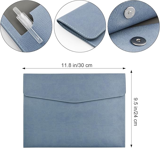 VANRA 1 Piece PU Leather Envelope File Folders A4 Paper Document Filing - Image 2
