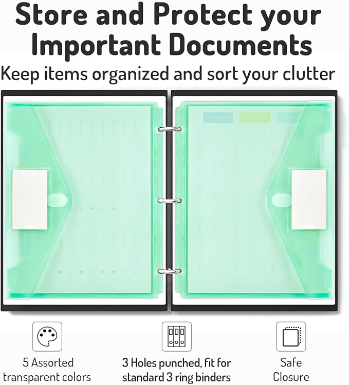 Forvencer Binder Pocket, 5 Pack Super Heavyweight Plastic Folders - Image 3