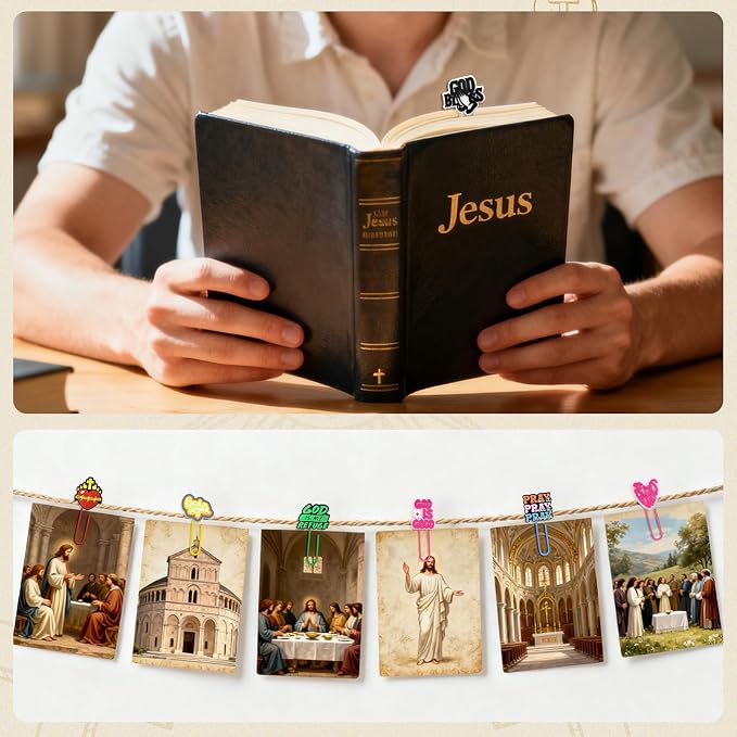 30 PCS Jesus Paper Clips Metal Paperclip Large Size Paper Clip Cute Bookmark - Image 2