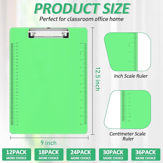Plastic Clipboards, PANDRI 36 Pack Clear Colored Clipboards, Low Profile Clip - Image 2