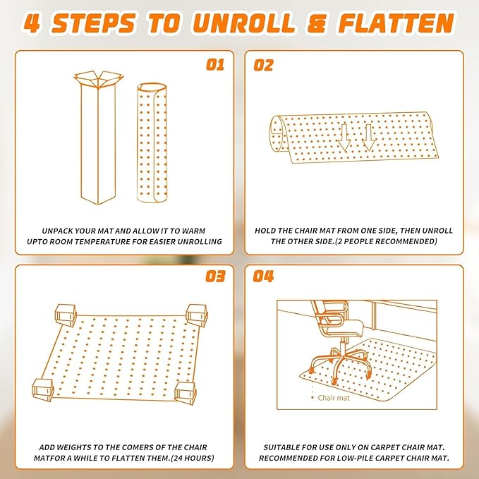 Office Chair Mat for Carpeted Floors, Desk Mats 48"X30" for Rolling Desk on Low - Image 7