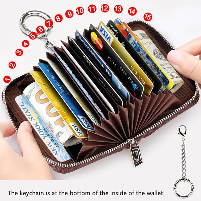 FurArt Zipper Wallet Women, RFID Blocking Credit Card Wallet, Business Card - Image 3
