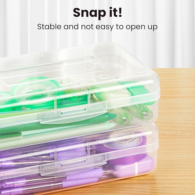 Sooez Plastic Pencil Case Box 6 Pack, Large Crayon Maker Pen Organizer - Image 4