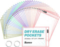 SUNEE 35 Packs Oversized Reusable Dry Erase Pocket Sleeves by SUNEE
