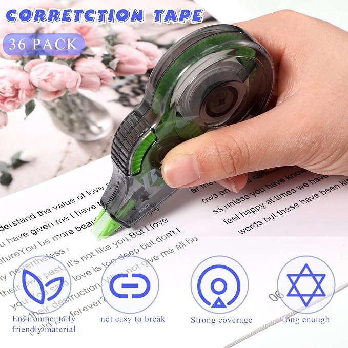 Yexiya 36 Pieces Correction Tapes Original Correction Wide Eraser Applicator - Image 3