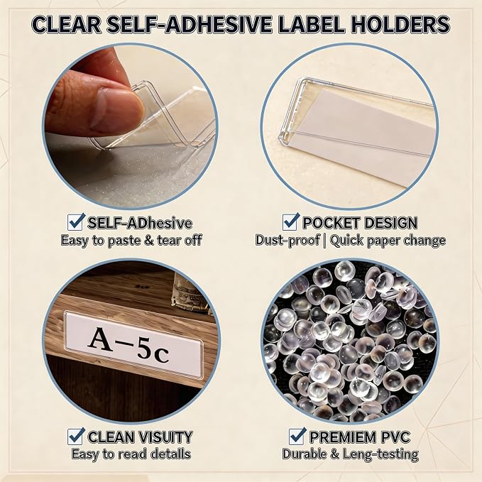 Self Adhesive Label Holders, ELEMGULY 100 Pack Adhesive Shelf Tag Shelf Label - Image 4