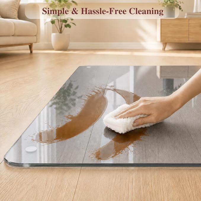 Tempered Glass Chair Mat, Hides Dirt/Fur Better, Noise-Free Gliding - Image 6