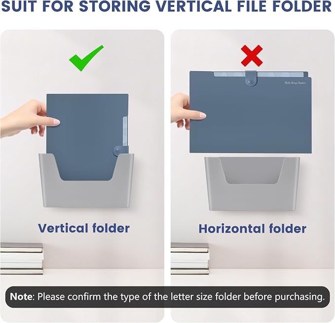 JOMOLA No Drilling File Holder 5 Pack Mail Organizer Wall Mount File Organizer - Image 7