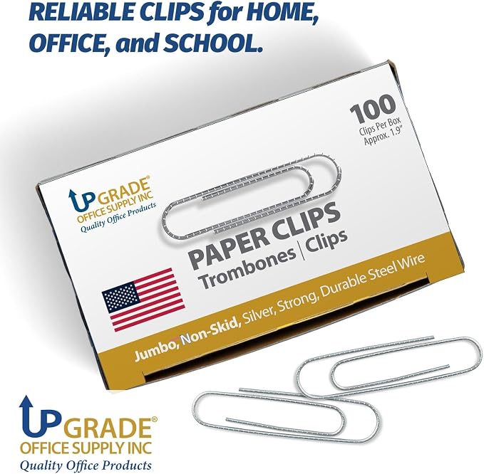 Upgrade Office Supply Jumbo Paper Clips, 10 Boxes of 100, Made in USA - Image 2